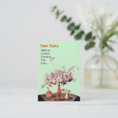 Carte De Visite FLEURS DE FRUITS DE SAISON, MONOGRAMME FEUILLE Ver (Debout devant)