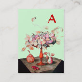 Carte De Visite FLEURS DE FRUITS DE SAISON, MONOGRAMME FEUILLE Ver (Dos)