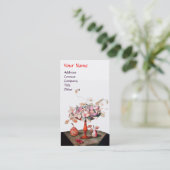 CARTE DE VISITE FLEURS DE FRUITS DE SAISON, PAIRES FEUILLES MONOGR (Debout devant)