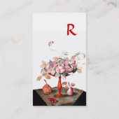 CARTE DE VISITE FLEURS DE FRUITS DE SAISON, PAIRES FEUILLES MONOGR (Dos)