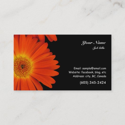 Carte De Visite fleurs de gerbera marguerite orange (Devant)