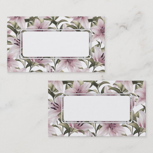 Carte De Visite Fleurs de lys. Modèle floral (Devant / Derrière)