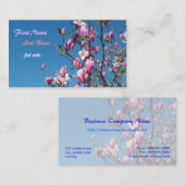 Carte De Visite Fleurs de magnolia rose printemps dans le ciel ble (Devant / Derrière)