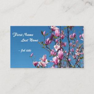 Carte De Visite Fleurs de magnolia roses printanières dans un ciel