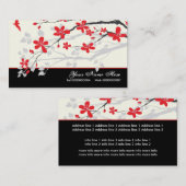 Carte De Visite Fleurs de Magnolia rouge noir floral (Devant / Derrière)