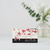 Carte De Visite Fleurs de Magnolia rouge noir floral (Debout devant)