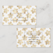 Carte De Visite Fleurs de marguerite en or blanc rétro (Devant / Derrière)