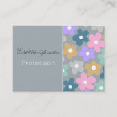 Carte De Visite Fleurs de marguerite super Gris Retro Boho Floral (Devant)