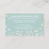 Carte De Visite Fleurs de marguerite verte Pet Sitter Chien Walker (Dos)