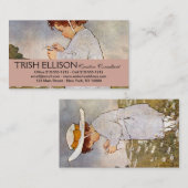 Carte De Visite Fleurs de marguerites de cueillette d'enfants anti (Devant / Derrière)