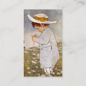 Carte De Visite Fleurs de marguerites de cueillette d'enfants anti (Dos)