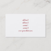 Carte De Visite fleurs de marsala et design de piano (Dos)