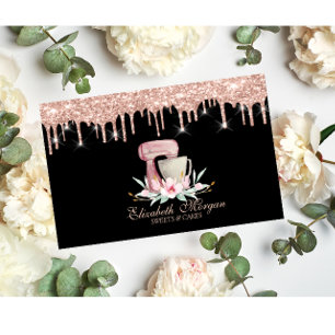 Carte De Visite Fleurs de mélange Rose Gold Gouttes Boulangerie No