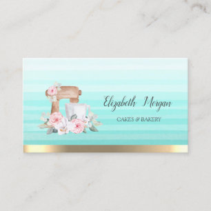Carte De Visite Fleurs de mélangeur chic rayure ombrée Boulangerie