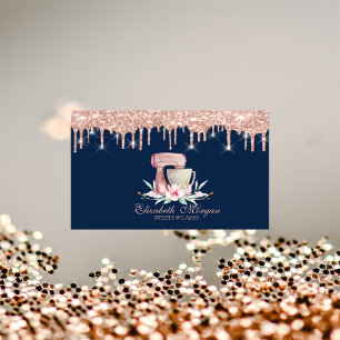Carte De Visite Fleurs de mixeur Rose Gold Gouttes Boulangerie Ble