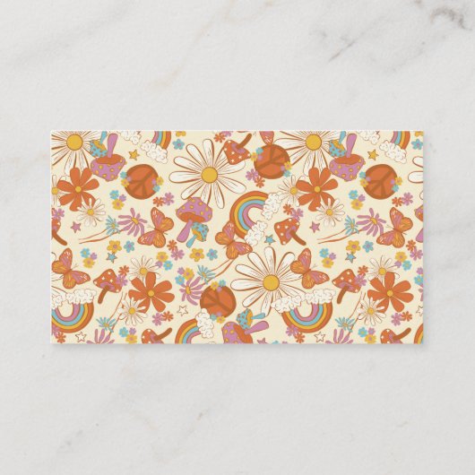 Carte De Visite Fleurs de Paix super Retro violet tendance (Dos)