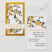 Carte De Visite Fleurs de paons noirs, oranges et cerisiers (Devant / Derrière)