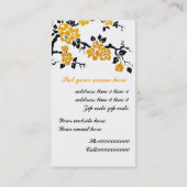 Carte De Visite Fleurs de paons noirs, oranges et cerisiers (Dos)