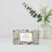 Carte De Visite Fleurs de passion élégantes sur gris argenté (Debout devant)