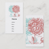 Carte De Visite Fleurs de pivoines Botanique (Devant / Derrière)