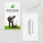 Carte De Visite Fleurs de plantation de jardiniers | Logo du paysa (Devant / Derrière)