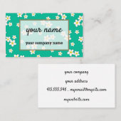 Carte De Visite Fleurs de Plumeria blanche sur arrière - plan vert (Devant / Derrière)