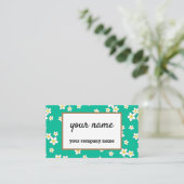 Carte De Visite Fleurs de Plumeria blanche sur arrière - plan vert (Debout devant)