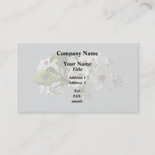 Carte De Visite Fleurs de poirier blanc en fleurs (Devant)
