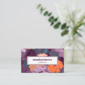 Carte De Visite Fleurs de printemps Bourgogne Orange Purple Icônes (Debout devant)
