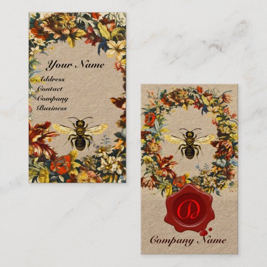 CARTE DE VISITE FLEURS DE PRINTEMPS HONEY BEE BEEKEEPING VÊQUE CIR (Devant / Derrière)