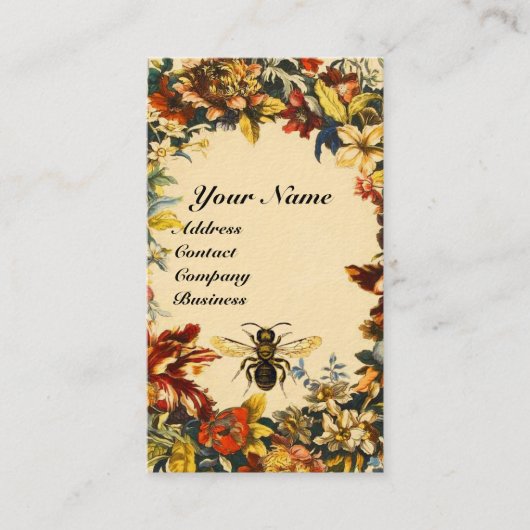 CARTE DE VISITE FLEURS DE PRINTEMPS MIEL BEE, MAINTIEN DES OEUVRES (Devant)