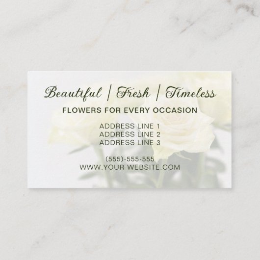 Carte De Visite Fleurs de rose blanche Belles fleurs Photo fleuris (Dos)