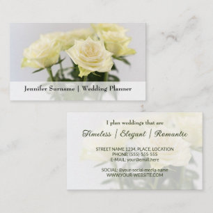 Carte De Visite Fleurs de rose blanches élégantes Planificateur de