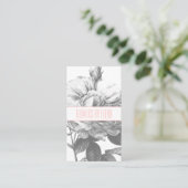 Carte De Visite Fleurs de rose noir et blanc rustique rousse rose (Debout devant)