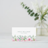 Carte de visite Fleurs de rose rose aquarelle (Debout devant)