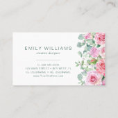 Carte de visite Fleurs de rose rose aquarelle (Dos)