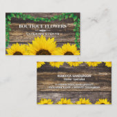 Carte De Visite Fleurs de soleil | Bois et vignes rustiques (Devant / Derrière)