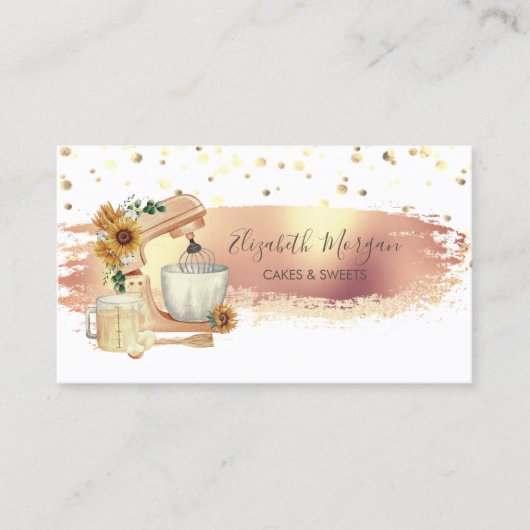 Carte De Visite Fleurs de soleil mélangeurs, Points d'or, Brosse (Devant)