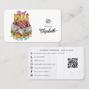 Carte De Visite Fleurs de soleil rustiques Boss d'ongle afro-améri