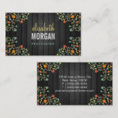 Carte De Visite Fleurs de tourbillon mignonnes sur bois foncé (Devant / Derrière)