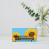 Carte De Visite Fleurs de tournesol jaune rectangle de monogramme (Debout devant)