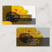 Carte De Visite Fleurs de tournesol jaune rectangle de monogramme (Devant / Derrière)