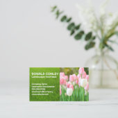 Carte De Visite Fleurs de tulipe rose blanc | Paysage (Debout devant)