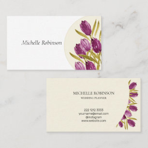 Carte De Visite Fleurs de tulipes à l'aquarelle élégante Professio