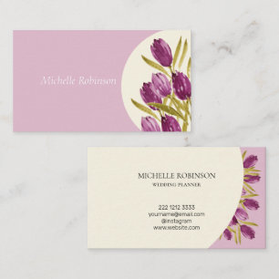 Carte De Visite Fleurs de tulipes à l'aquarelle élégantes Professi