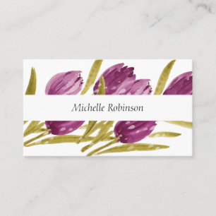 Carte De Visite Fleurs de tulipes à l'aquarelle élégantes Professi