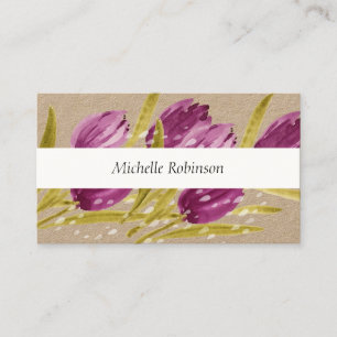 Carte De Visite Fleurs de tulipes à l'aquarelle élégantes Professi