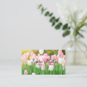 Carte De Visite Fleurs de tulipes roses | Photographie (Debout devant)