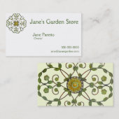 Carte De Visite fleurs de vigne fleurie motif - vert jaune (Devant / Derrière)