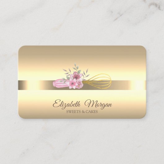 Carte De Visite Fleurs de Whisk Or Proffesional Moderne (Devant)